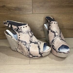 Carlos Santana Marcia Snake Print Wedge Sandals